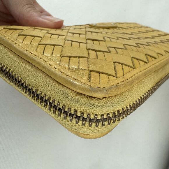 Cole Haan Continental Wallet Zip-Around Leather Weave Woven Travel Zip - Picture 10 of 12